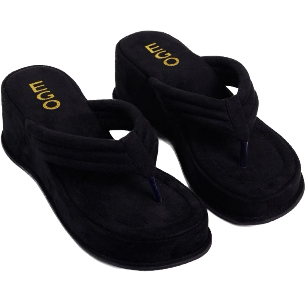 EGO Official Black Wedge Flip Flops